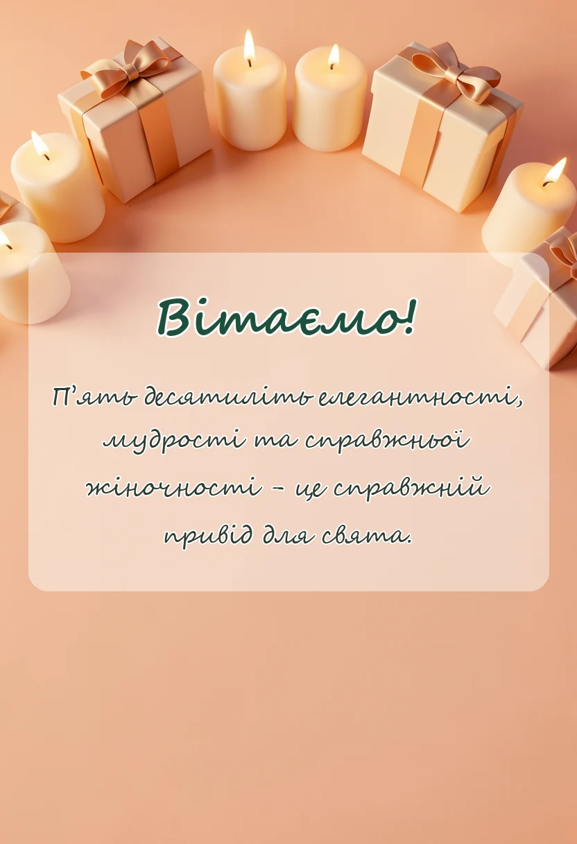 унікальна листівка - привітання з 50-річчям жінці