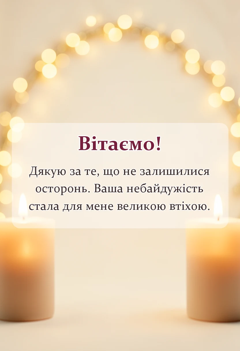святкова картинка: подяка за співчуття та підтримку