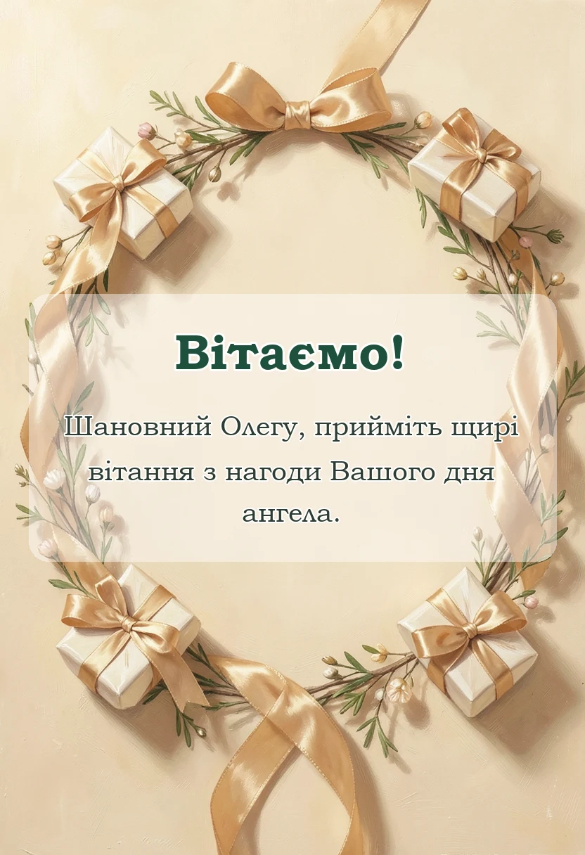 унікальна листівка - привітання з днем ангела олега