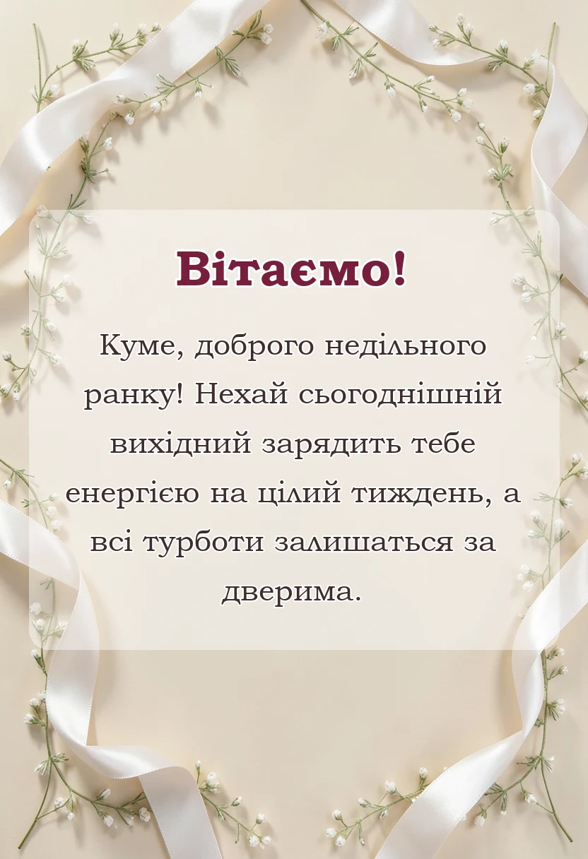 унікальна листівка - побажання доброї неділі