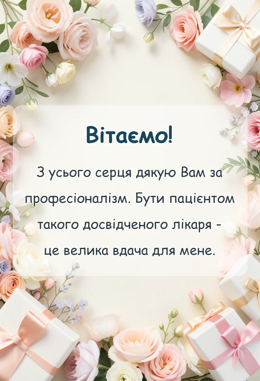 листівка з побажанням - подяка лікарю
