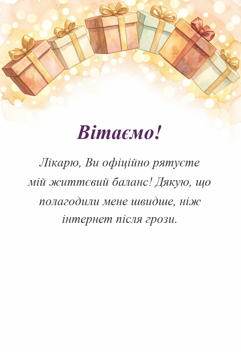 унікальна листівка - подяка лікарю