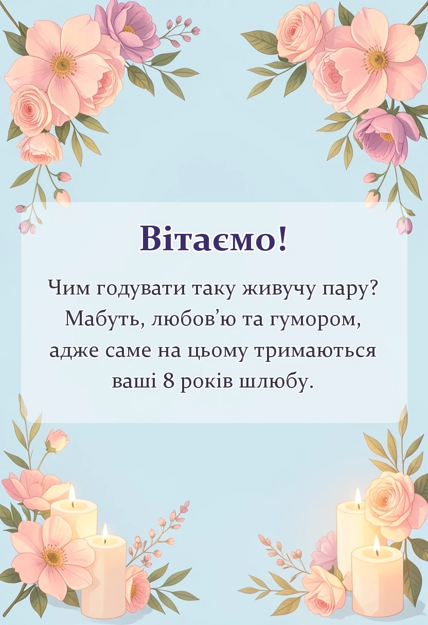 красива листівка: привітання з бірюзовим весіллям своїми словами