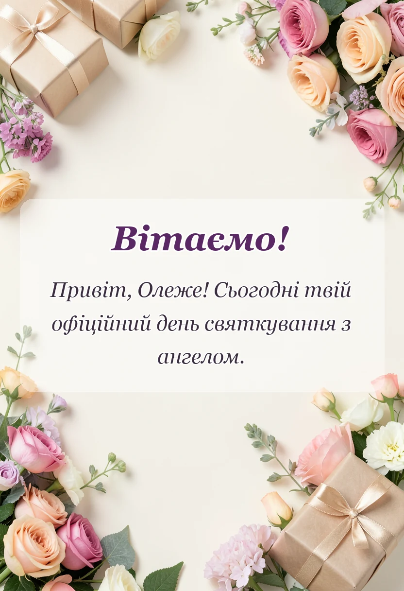 святкова картинка: привітання з днем ангела олега