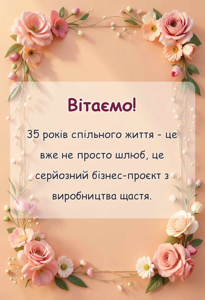 красива листівка: коралове весілля привітання