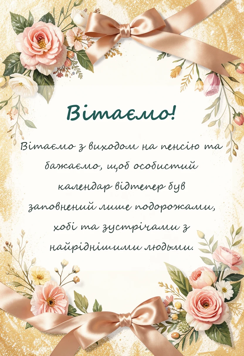 листівка з побажанням - картинки з виходом на пенсію