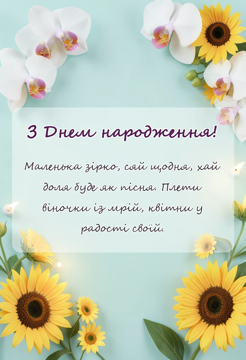 святкова картинка: привітання для дівчинки
