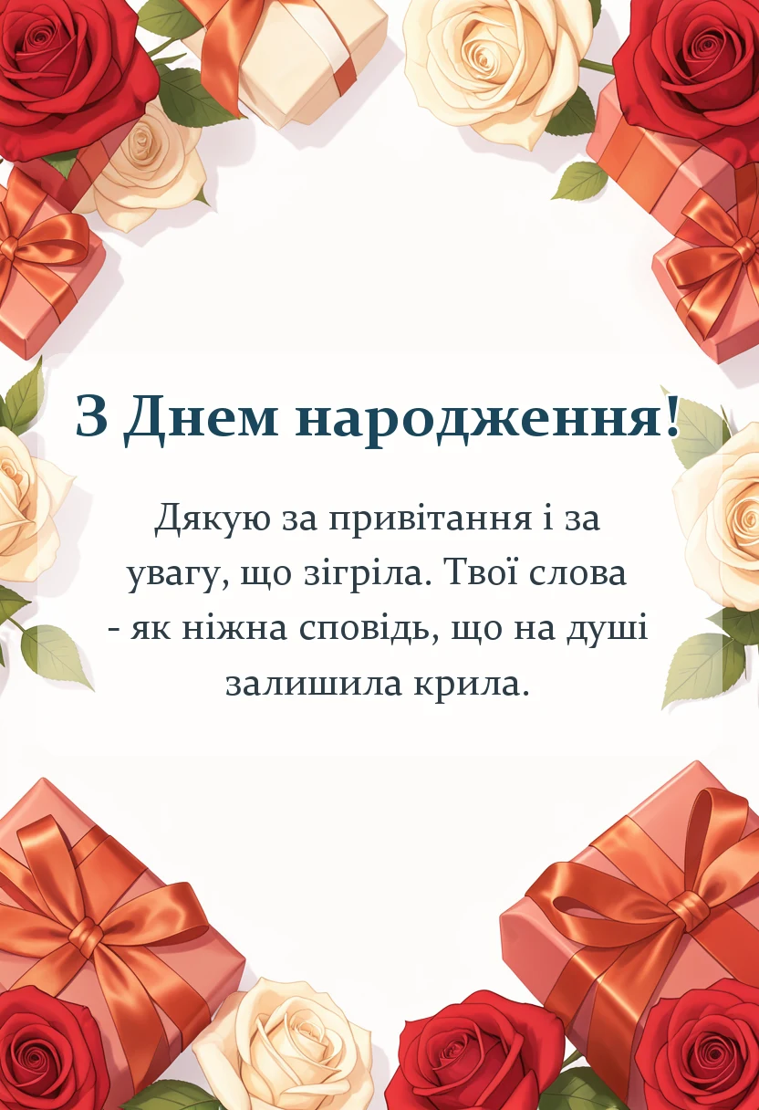 унікальна листівка - дякую за привітання картинки та листівки у відповідь