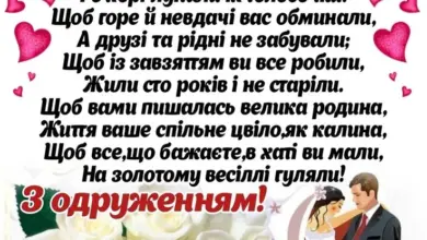 тост на весілля своїми словами - Українська вітальна картка з квітами та побажаннями для весілля.