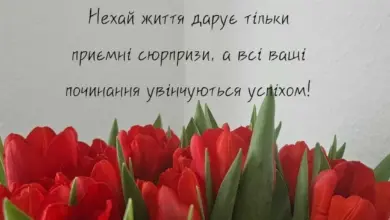 коротке привітання з днем народження - Червоні тюльпани та привітання з днем народження українською
