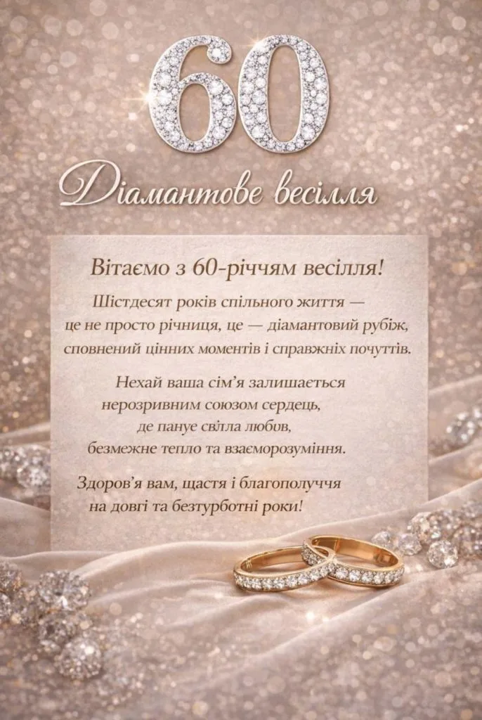 Діамантове весілля: вітання з 60 роками шлюбу