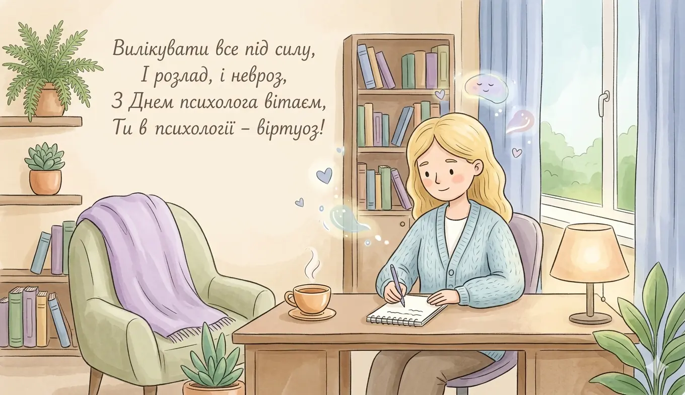 Психолог за роботою в затишній кімнаті