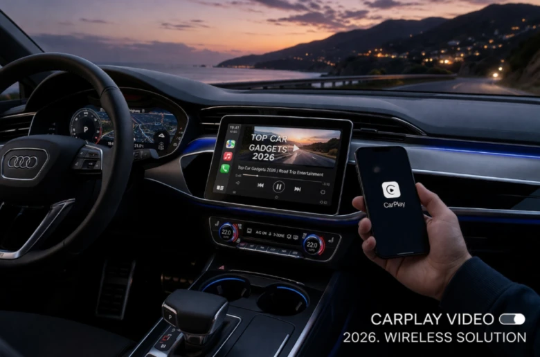 Відеоконтент у CarPlay в автомобілі на заході сонця
