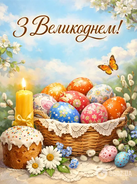 Користуйтеся з великоднім святом! Квіти та яйця.